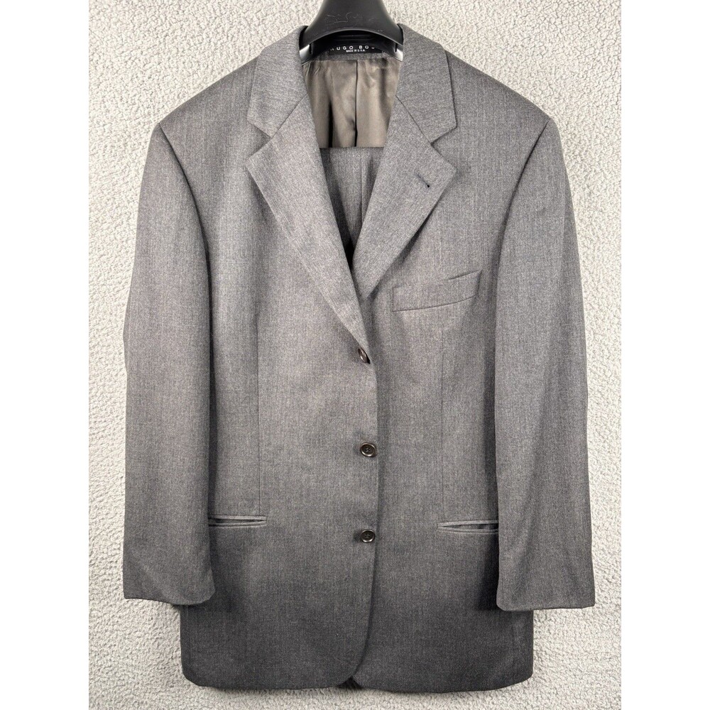Boss Hugo Boss Men's 40R Wool Gray 3-Button 2-Pce Suit Einstein Omega Super 100
